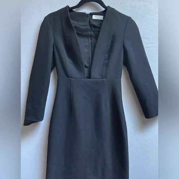 Babaton by Aritzia Masu Deep Plunge V Classic Black Midi Dress - Picture 6 of 16